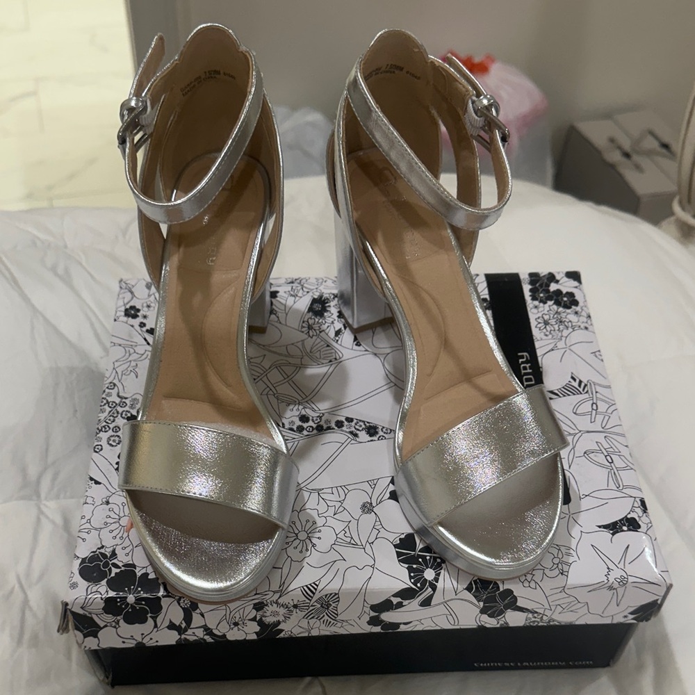 CL by Chinese Laundry Silver Block Heels